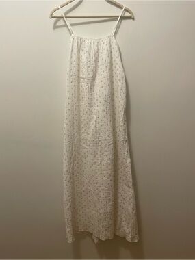 H&M DIVIDED White Gauze Seersucker Spaghetti-Strap Maxi Dress